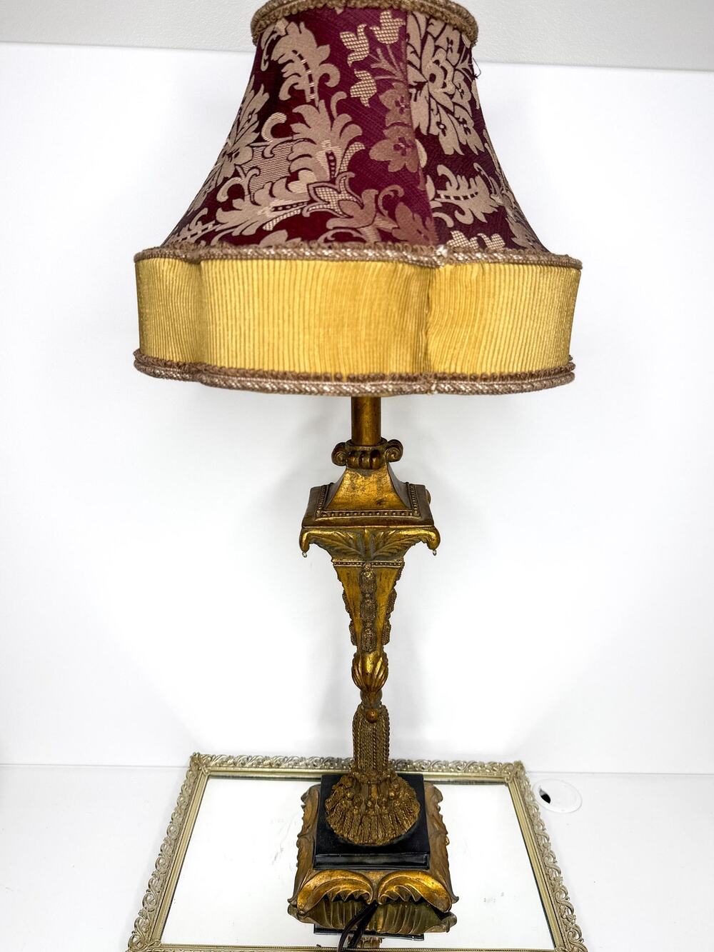 Vintage Gilded Plaster/Chalkware Table Lamp Rococo Gold, Hollywood regency works